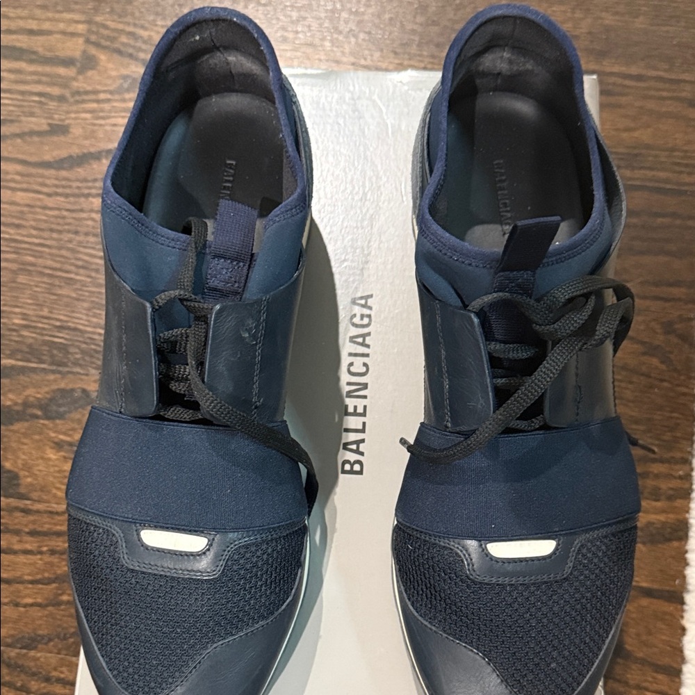 Balenciaga Men's Dark Blue and Gray Sneakers - Picture 2 of 7